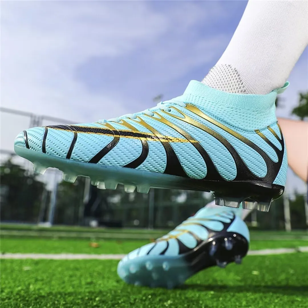 Men's Soccer Shoes High Top AG Cleats Outdoor Turf Athletic Professional Spikes Youth Boys Football Sneaker Unisex