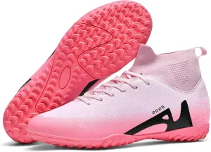 Men's Soccer Shoes High-Tops Lace-Up Non-Slip Spikes Indoor Football Futsal TF Turf Cleats