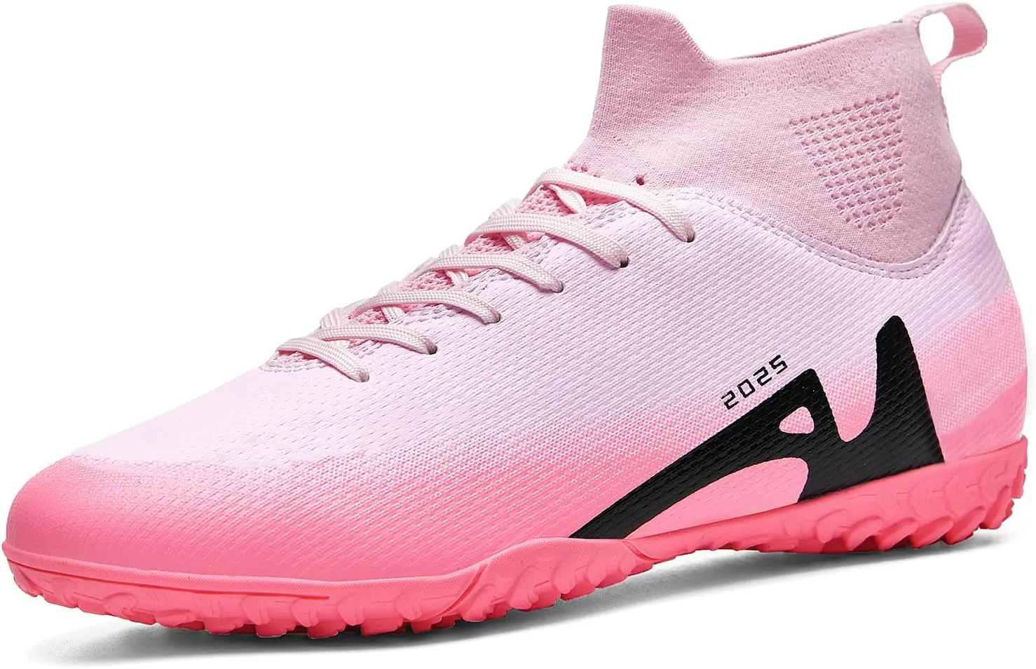 Men's Soccer Shoes High-Tops Lace-Up Non-Slip Spikes Indoor Football Futsal TF Turf Cleats