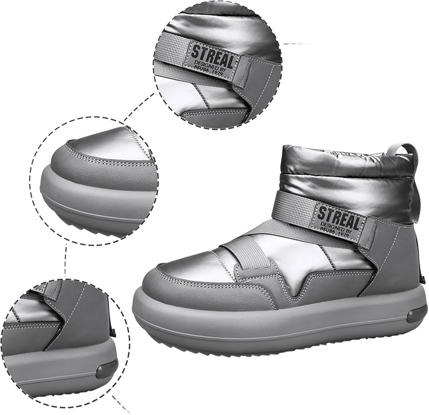 Men's Thick Bottom Leather Boots Soft Memory Foam Snow Boots Water Proof Insulated Winter Boots Snow Boots
