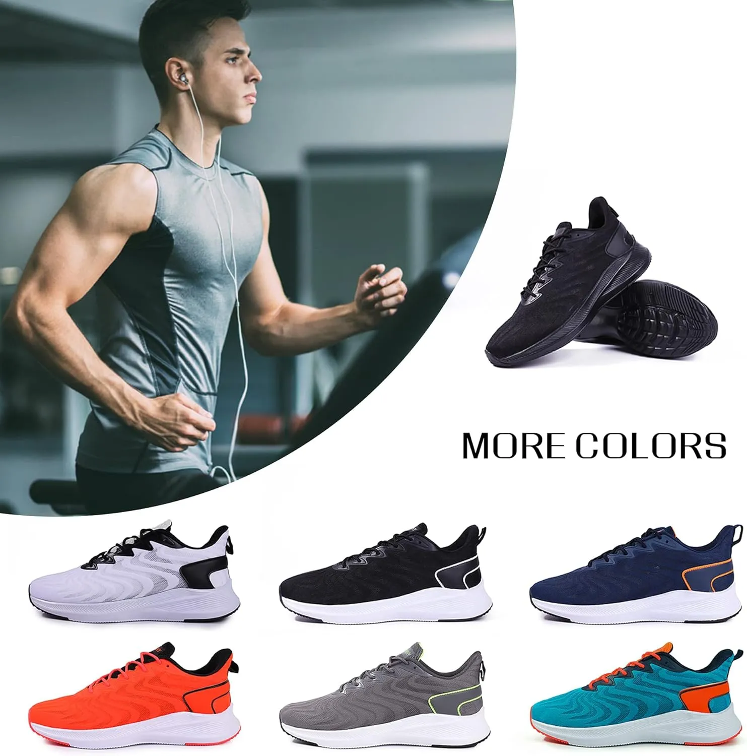 Mens Walking Running Shoes - Lightweight Breathable Mesh Athletic Casual Tennis Sneakers