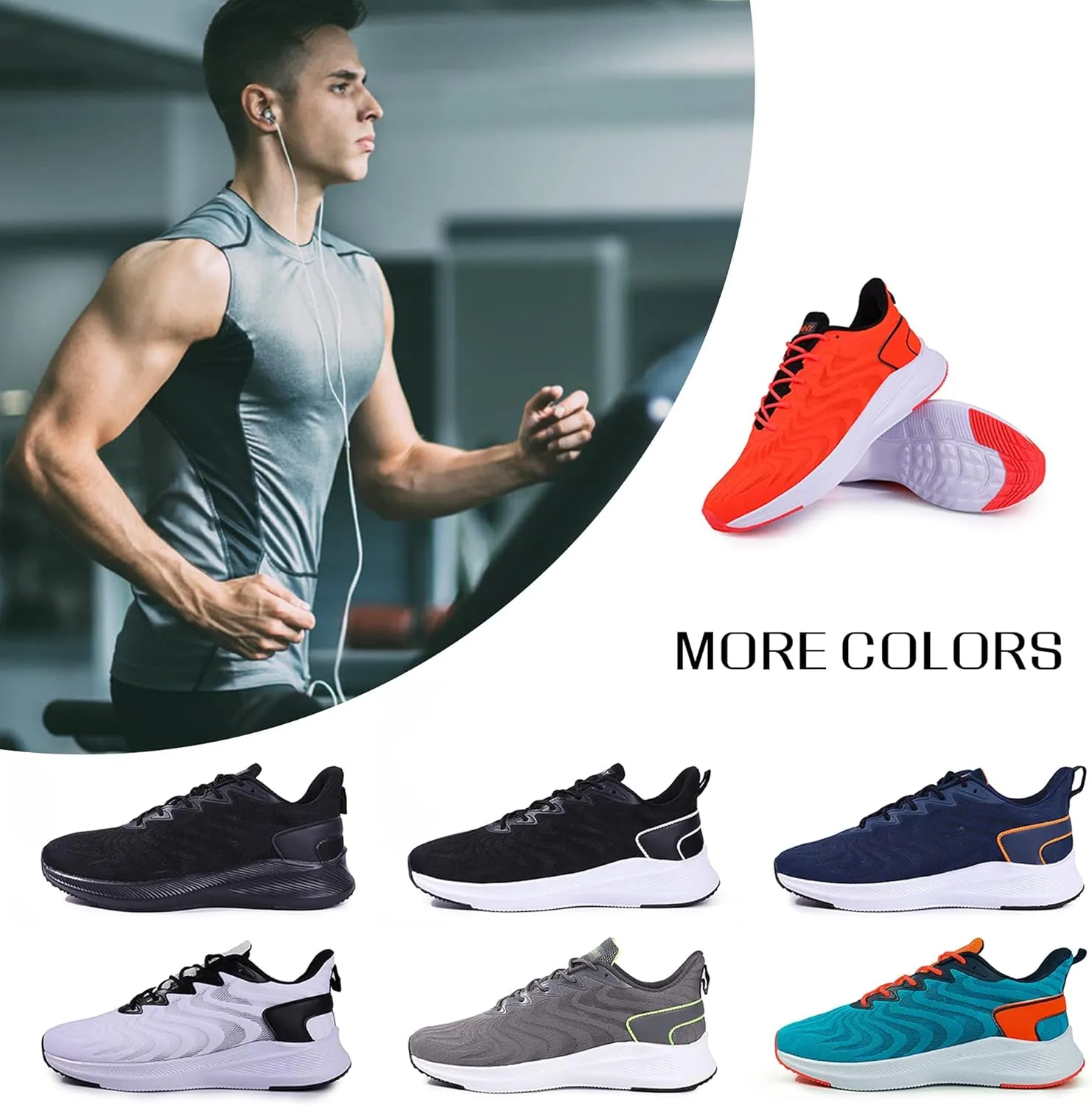Mens Walking Running Shoes - Lightweight Breathable Mesh Athletic Casual Tennis Sneakers