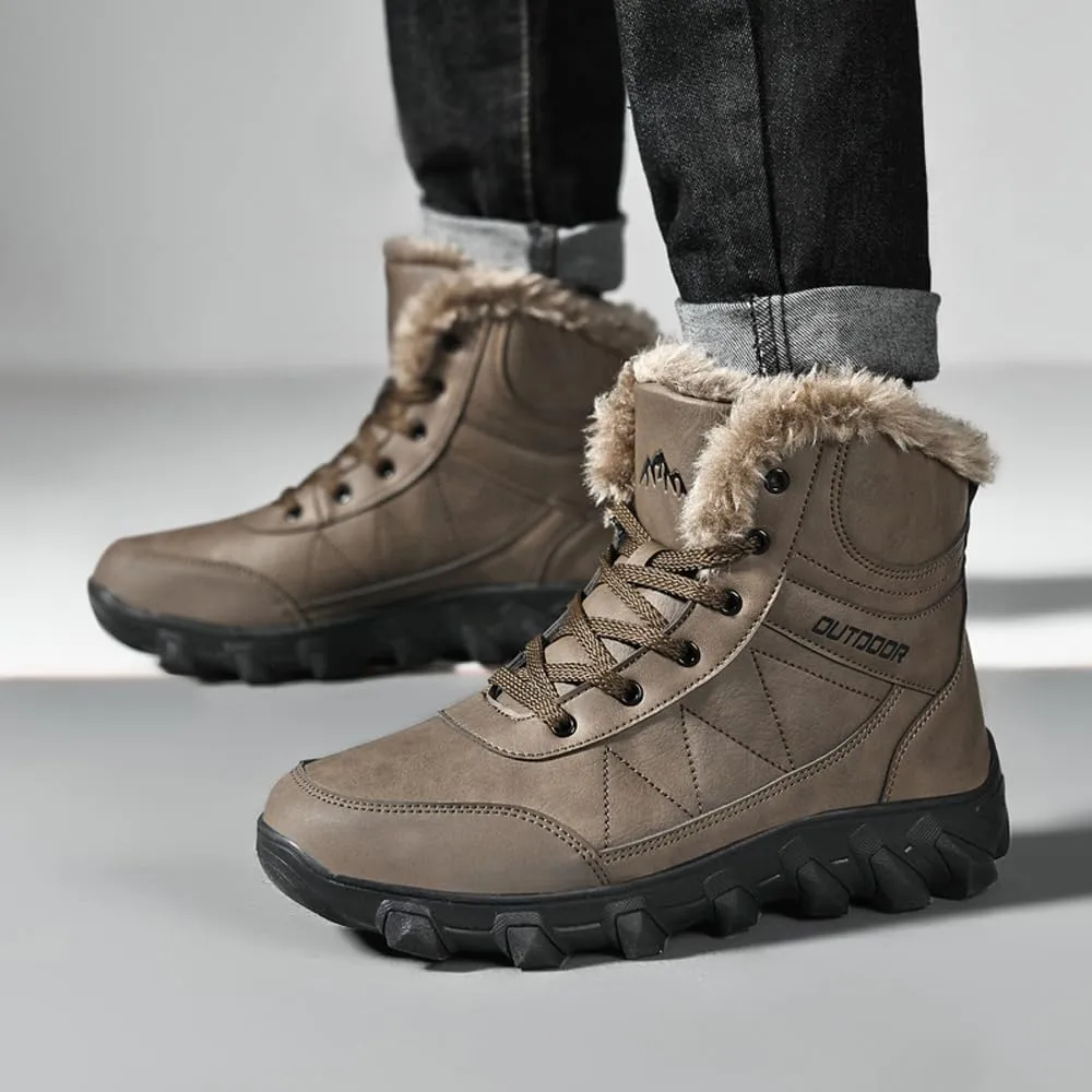 Men's Warm Snow Boots for Trekking: Comfort Winter Hiking Boots for Outdoor - Non Slip Cold Weather Shoes for Male