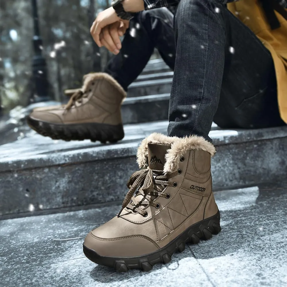 Men's Warm Snow Boots for Trekking: Comfort Winter Hiking Boots for Outdoor - Non Slip Cold Weather Shoes for Male