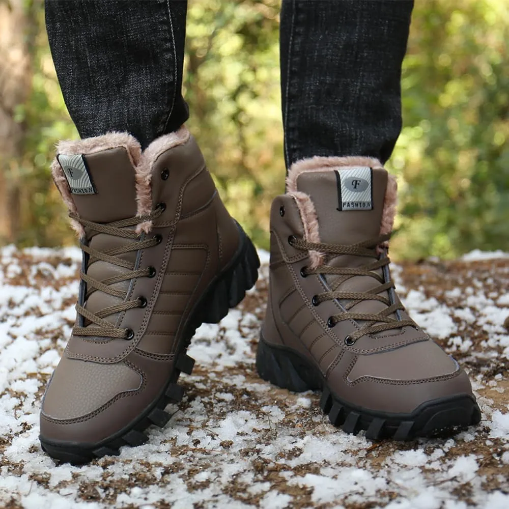 Men's Warm Snow Boots for Trekking: Comfort Winter Hiking Boots for Outdoor - Non Slip Cold Weather Shoes for Male