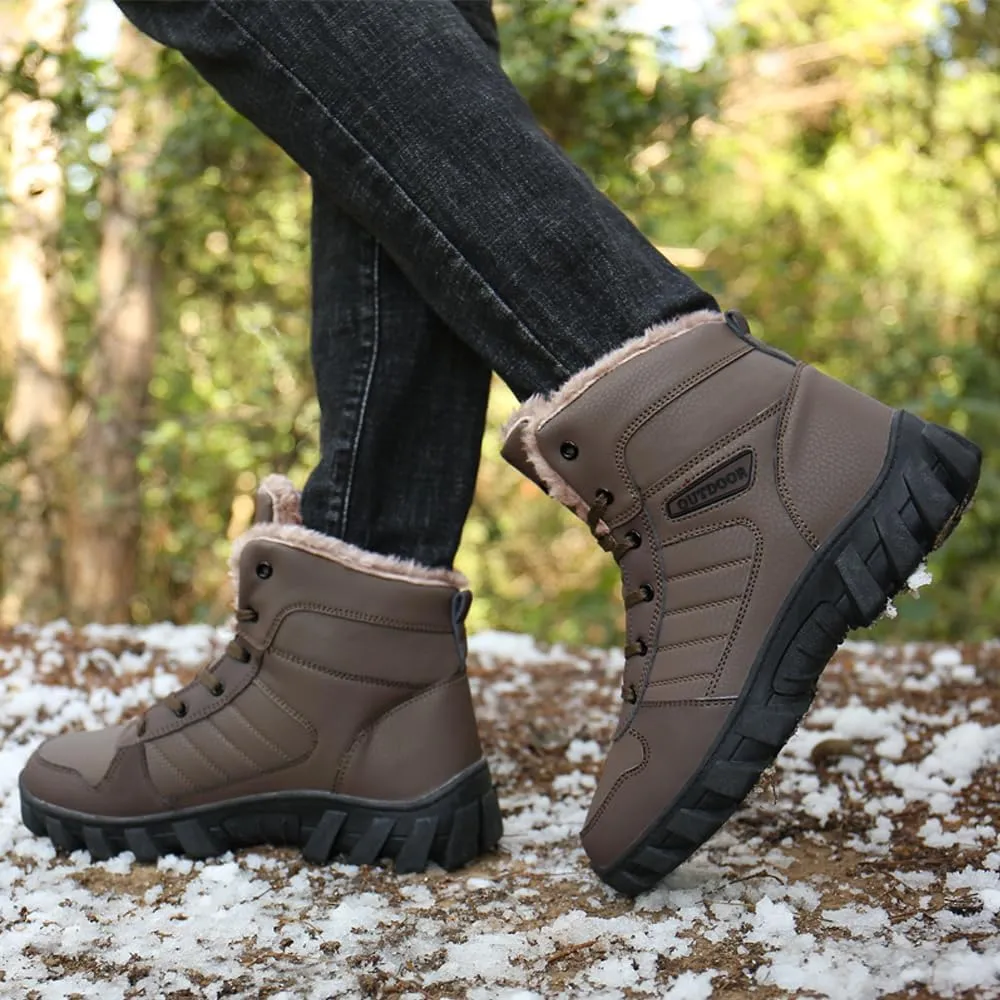 Men's Warm Snow Boots for Trekking: Comfort Winter Hiking Boots for Outdoor - Non Slip Cold Weather Shoes for Male