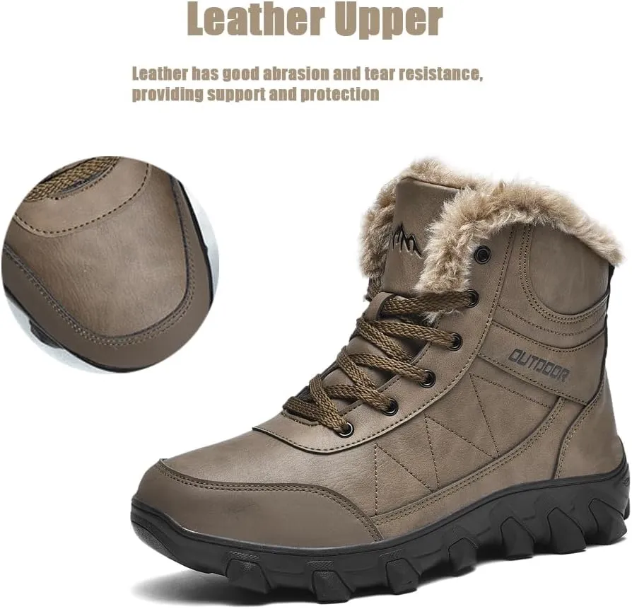 Men's Warm Snow Boots for Trekking: Comfort Winter Hiking Boots for Outdoor - Non Slip Cold Weather Shoes for Male