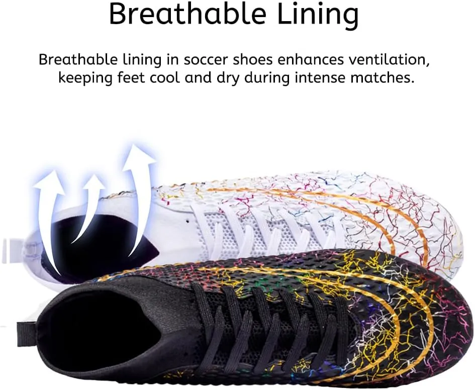 Men's Women's Soccer Cleats Turf Football Shoes High Top Boots Indoor Outdoor Comfortable Running Sneakers