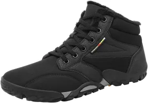 Mens Womens Winter Hiking Boots Wide Toe Box Warm Snow Boots Minimalist Barefoot Boots Zero Drop Sole Waterproof Non-Slip Ankle Booties