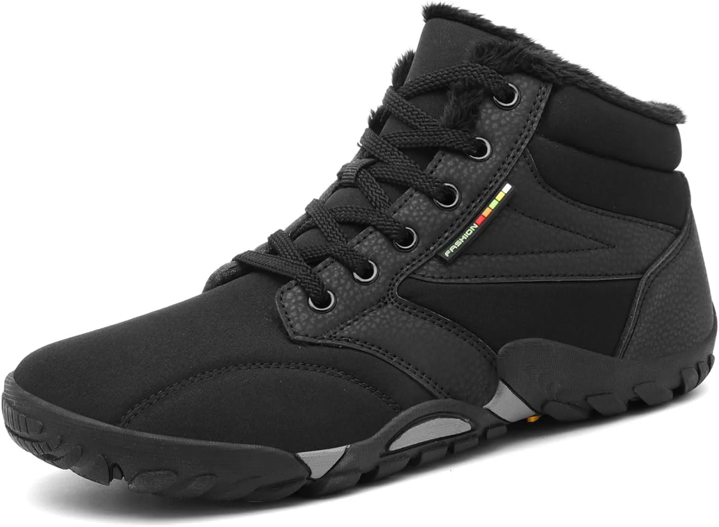 Mens Womens Winter Hiking Boots Wide Toe Box Warm Snow Boots Minimalist Barefoot Boots Zero Drop Sole Waterproof Non-Slip Ankle Booties