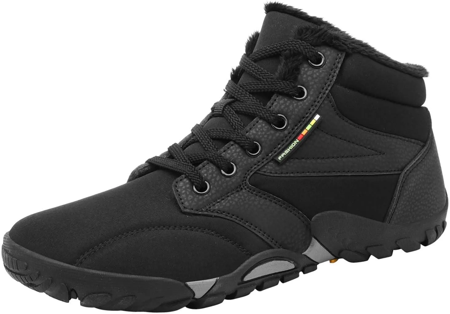 Mens Womens Winter Hiking Boots Wide Toe Box Warm Snow Boots Minimalist Barefoot Boots Zero Drop Sole Waterproof Non-Slip Ankle Booties