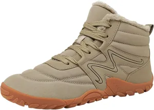 Mens Womens Winter Hiking Boots Wide Toe Box Warm Snow Boots Minimalist Barefoot Boots Zero Drop Sole Waterproof Non-Slip Ankle Booties