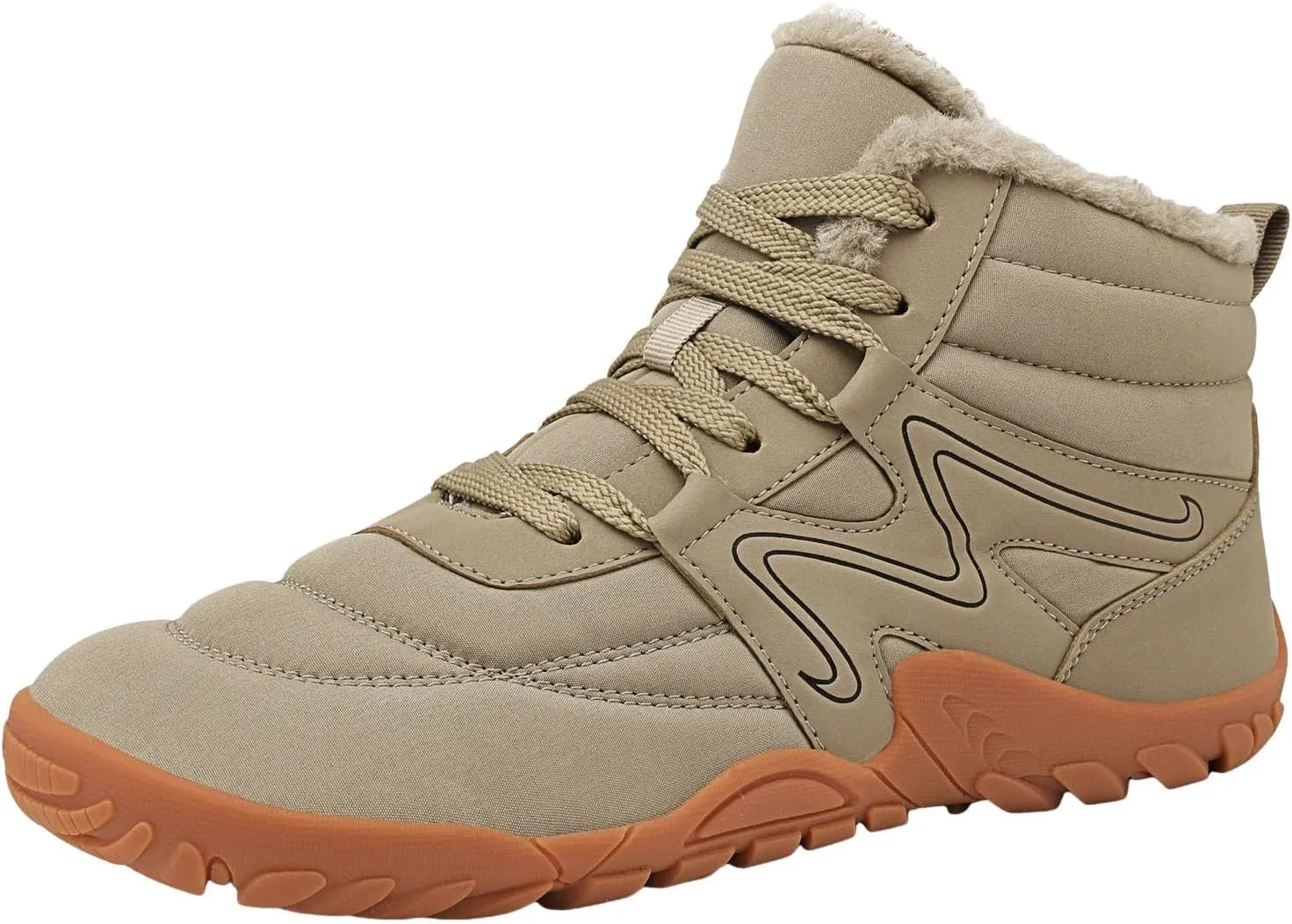 Mens Womens Winter Hiking Boots Wide Toe Box Warm Snow Boots Minimalist Barefoot Boots Zero Drop Sole Waterproof Non-Slip Ankle Booties