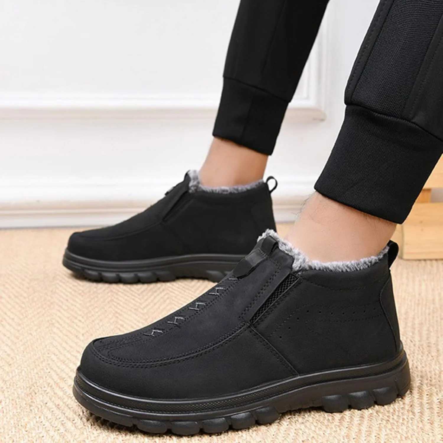 Men's Work Boots Steel Toe Hiking Sneakers Shoes Warm Fur Lined Women Working Shoes Waterproof Outdoor Botas Waterproof Soft Toe Work Hike Grounded Footwear
