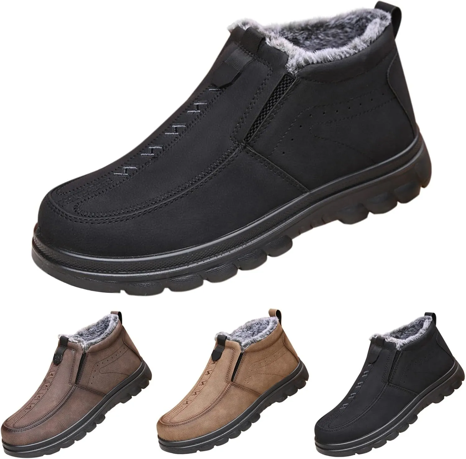 Men's Work Boots Steel Toe Hiking Sneakers Shoes Warm Fur Lined Women Working Shoes Waterproof Outdoor Botas Waterproof Soft Toe Work Hike Grounded Footwear