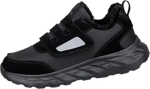 Men's Work Boots Wide Width Hiking Sneakers Warm Fur Lined Women's Working Shoes Nonslip Lightweight Outdoor Botas Mid Ankle Work Casual Hike Grounded Footwear
