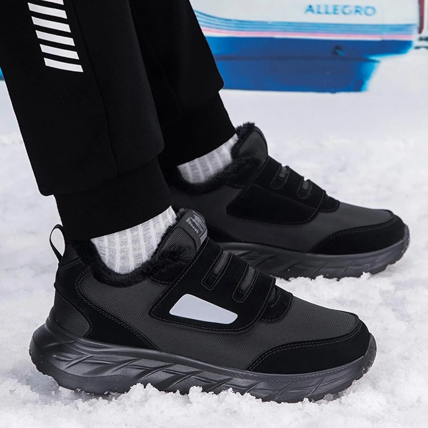 Men's Work Boots Wide Width Hiking Sneakers Warm Fur Lined Women's Working Shoes Nonslip Lightweight Outdoor Botas Mid Ankle Work Casual Hike Grounded Footwear