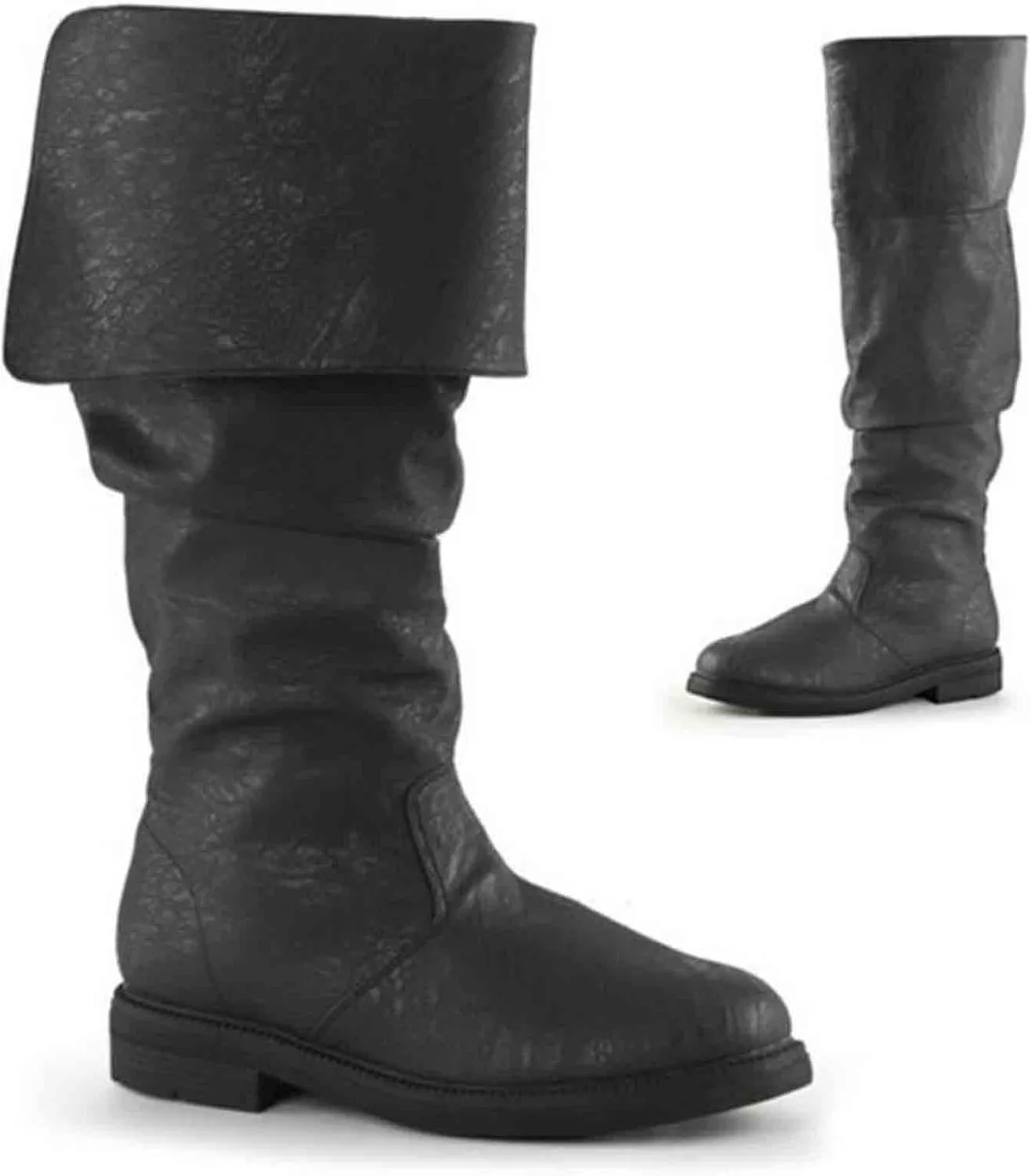 Mid CalfBoots for Women Low Heel,Stylish Flanging Renaissance Shoes GothicFaux Leather Boots Pull On Pirate Boots