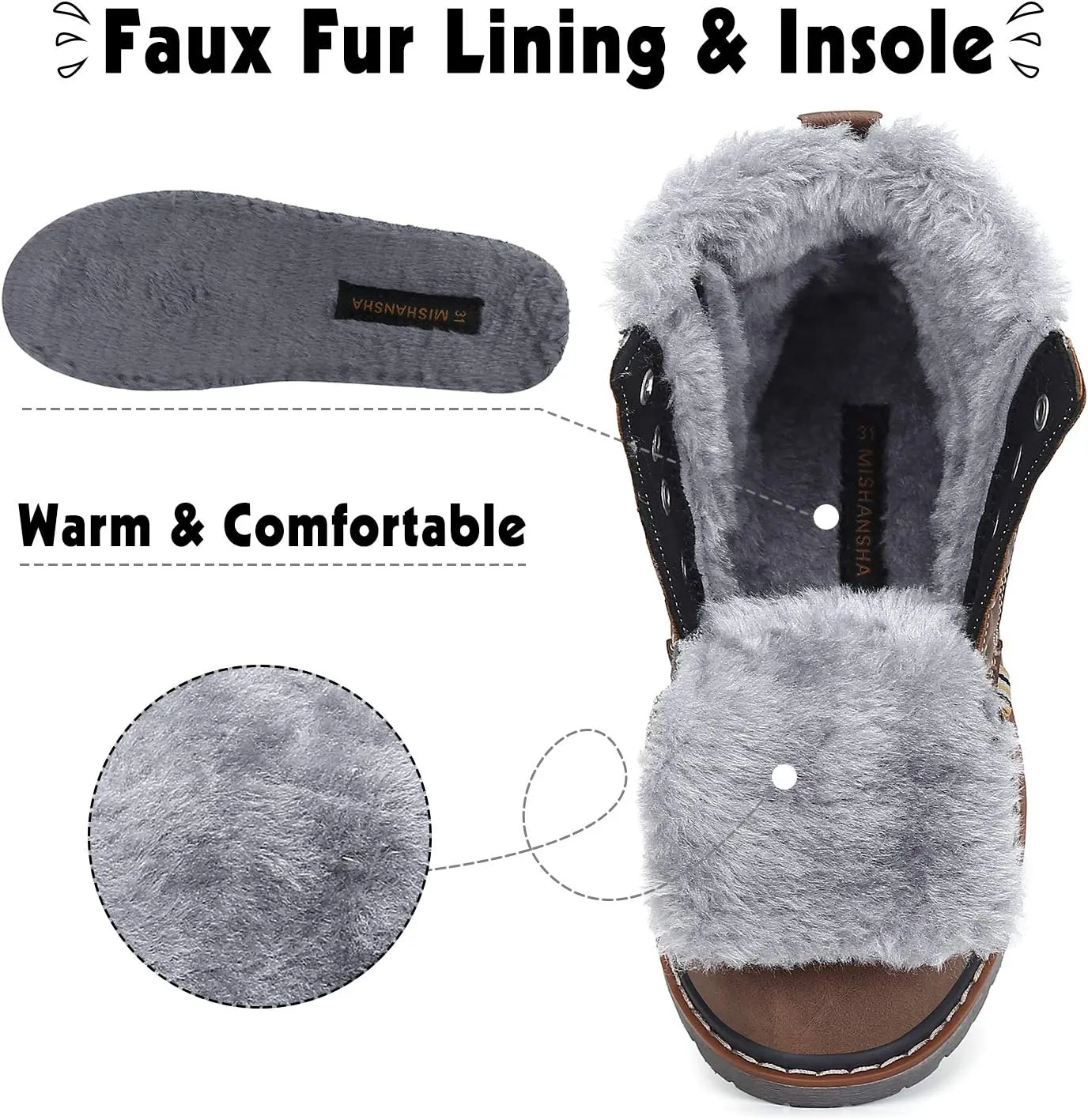 Mishansha Boy's Girl's Winter Snow Boots Waterproof Kids Hiking Boots Cold Weather Outdoor Fur Lined Warm Walking Boot Shoes