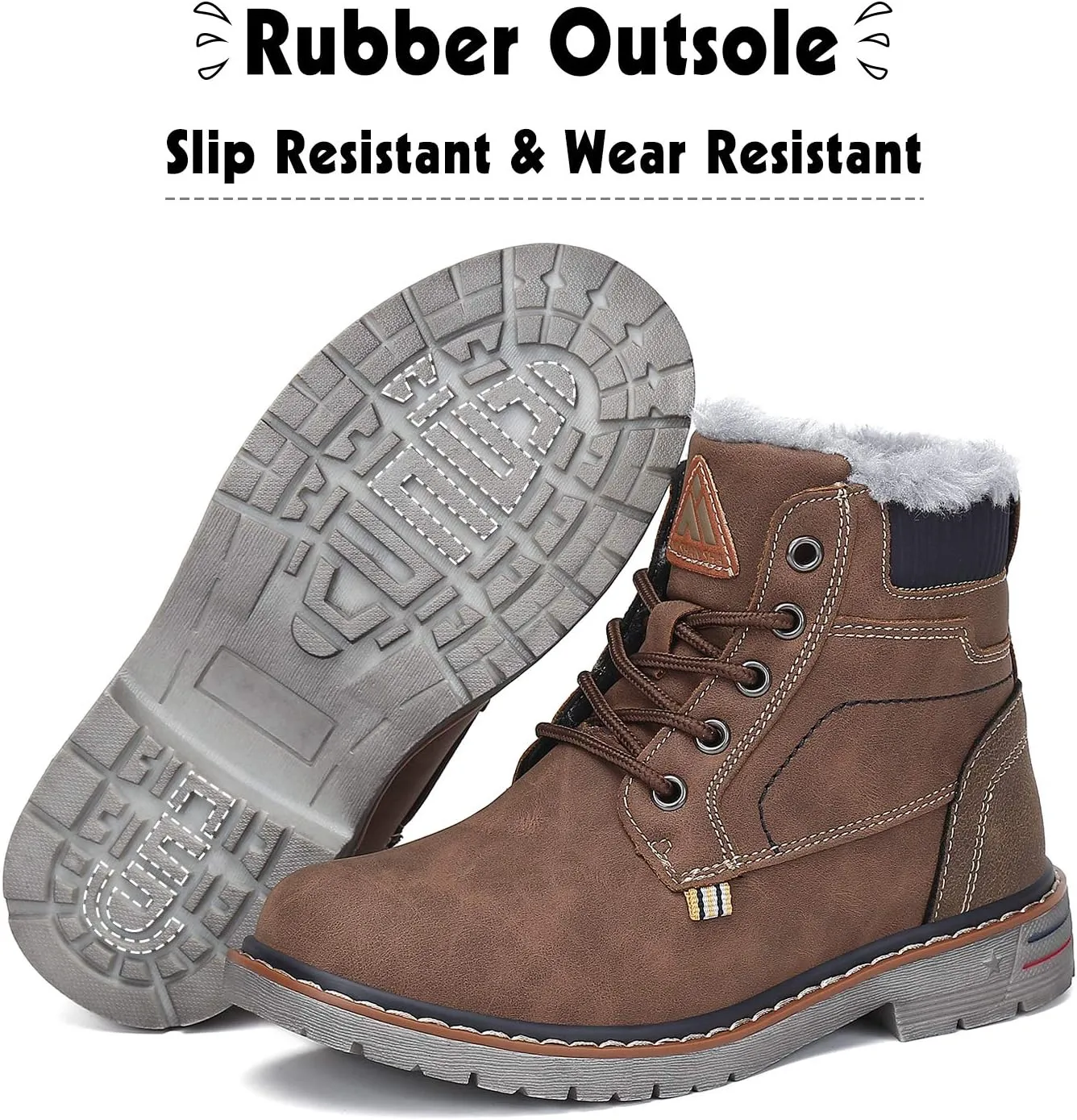 Mishansha Boy's Girl's Winter Snow Boots Waterproof Kids Hiking Boots Cold Weather Outdoor Fur Lined Warm Walking Boot Shoes