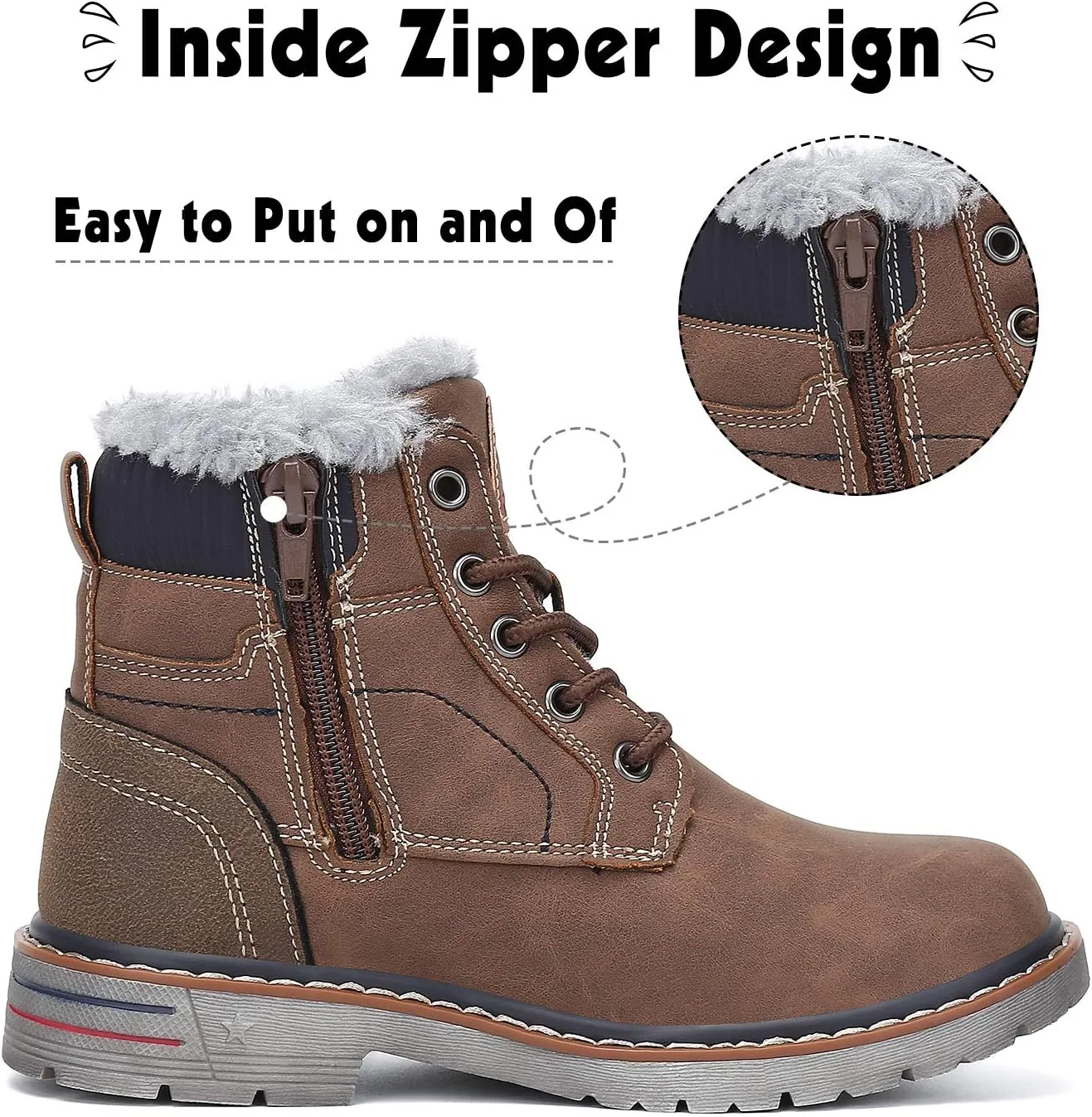 Mishansha Boy's Girl's Winter Snow Boots Waterproof Kids Hiking Boots Cold Weather Outdoor Fur Lined Warm Walking Boot Shoes