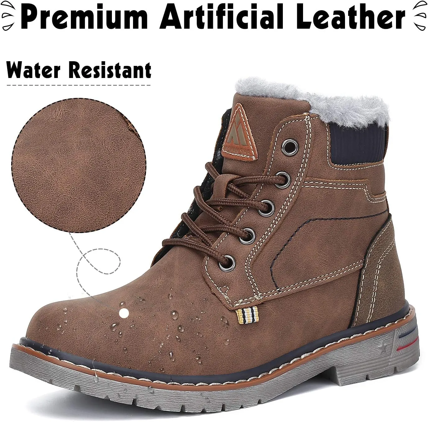 Mishansha Boy's Girl's Winter Snow Boots Waterproof Kids Hiking Boots Cold Weather Outdoor Fur Lined Warm Walking Boot Shoes