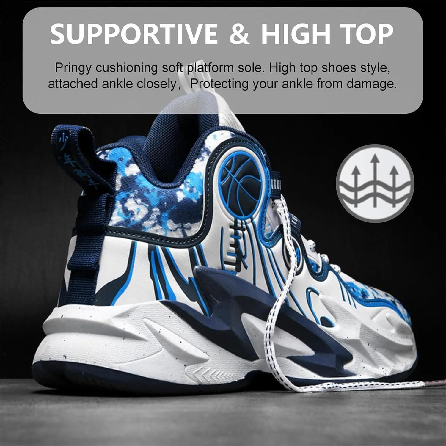 Moodeng Men's Basketball Shoes Anti-Slip Breathable Running Shoes Fahsion Sneakers Lightweight Outdoor Gym Shoes
