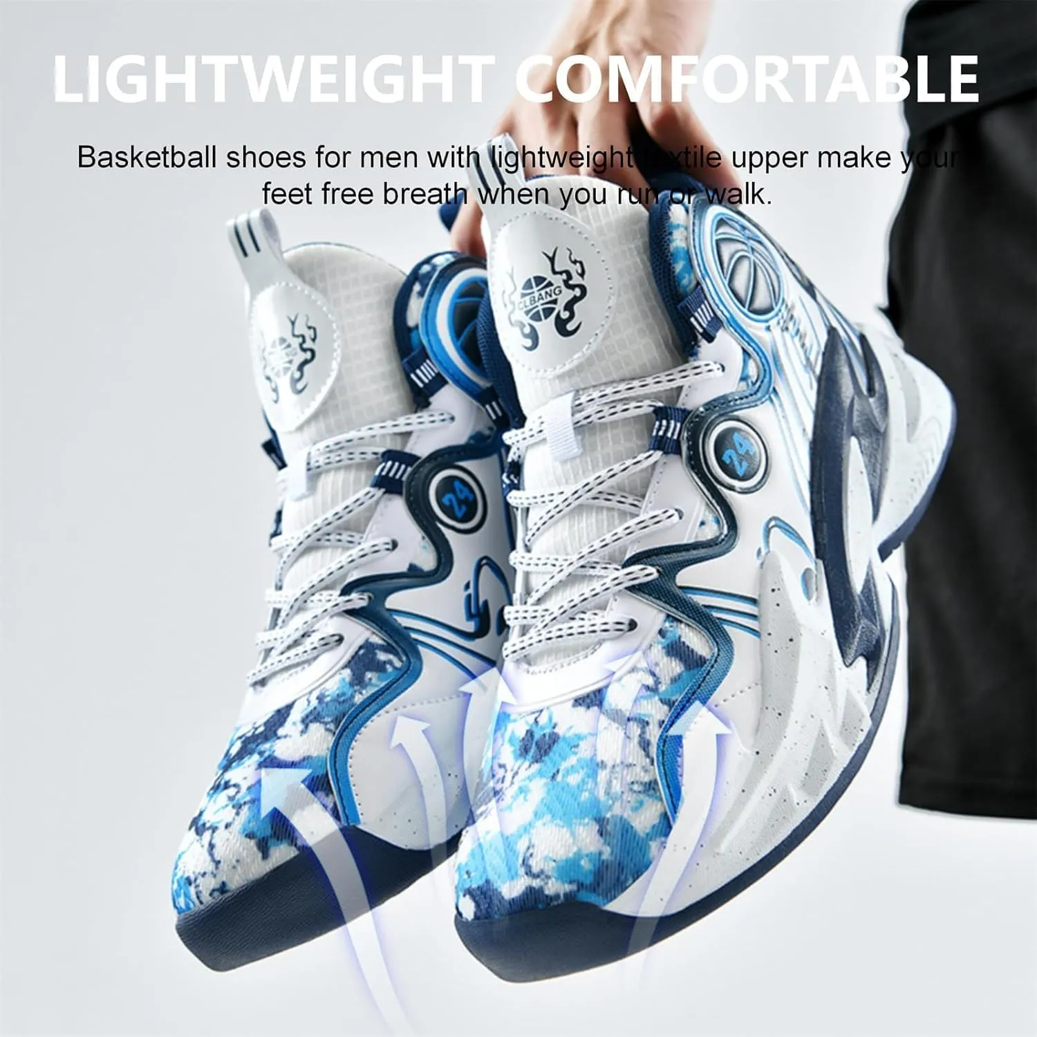 Moodeng Men's Basketball Shoes Anti-Slip Breathable Running Shoes Fahsion Sneakers Lightweight Outdoor Gym Shoes