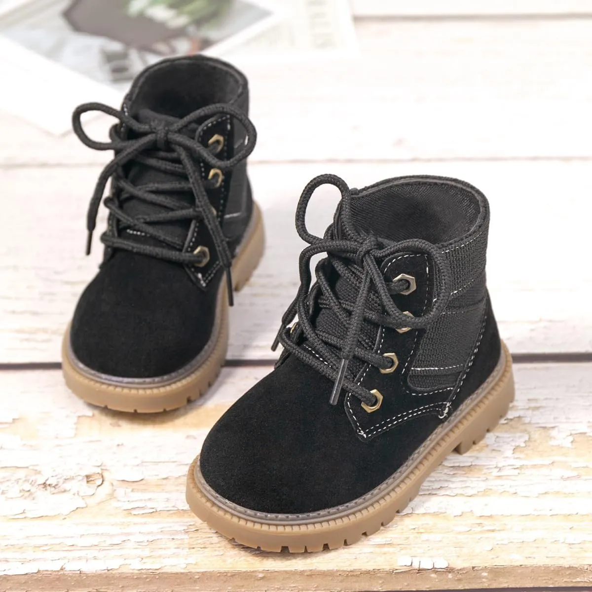Oamico Toddler Boys Girls Hiking Boots Little Kid Work Boots Outdoor Non Slip Lace Up Winter Snow Ankle Boots