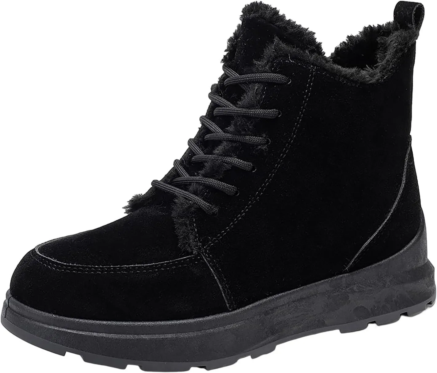 peqiut Womens Snow Boots Winter Snow Shoes Lightweight Winter Ankle Boots Suede Flat Lace Up Outdoor Booties Comfort