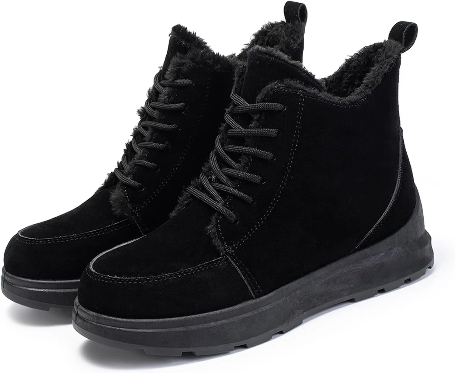 peqiut Womens Snow Boots Winter Snow Shoes Lightweight Winter Ankle Boots Suede Flat Lace Up Outdoor Booties Comfort