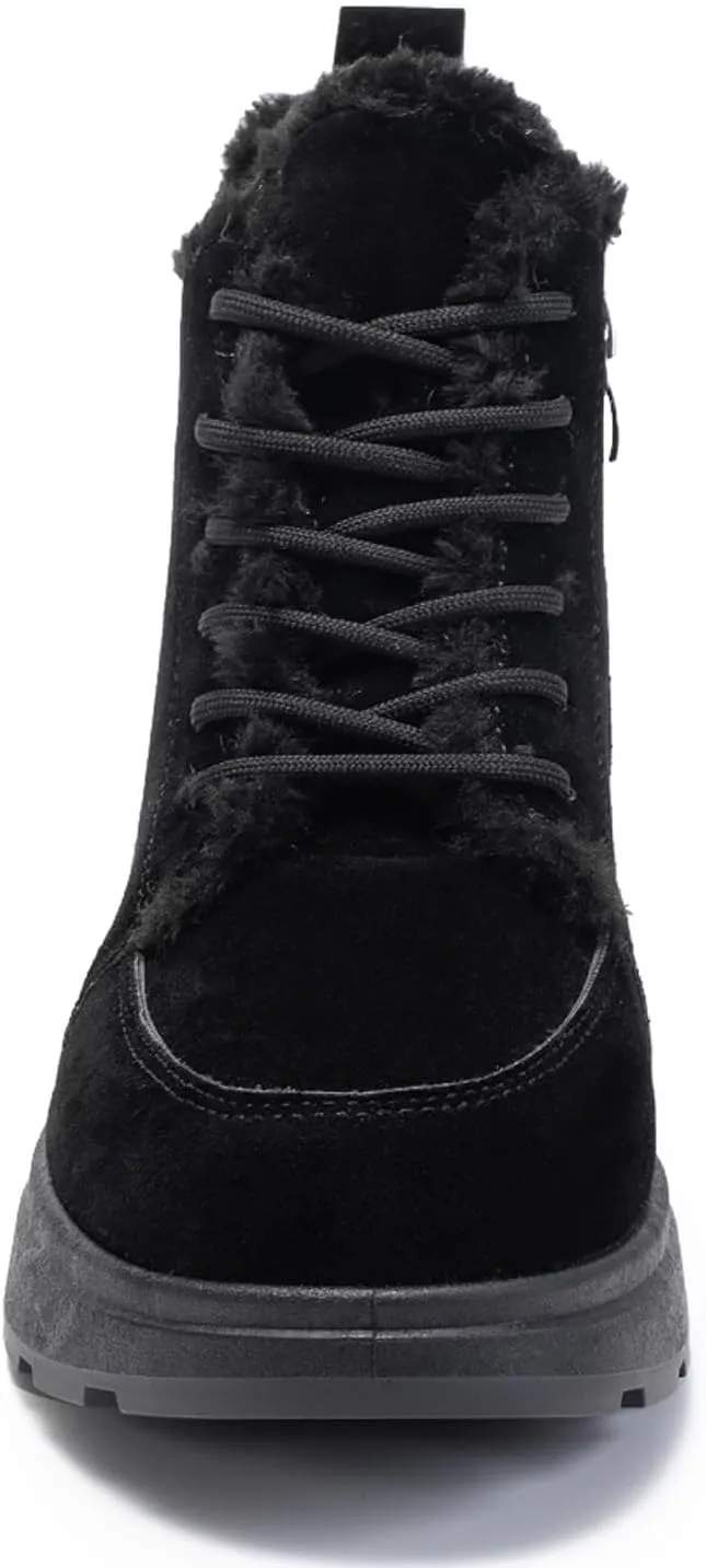 peqiut Womens Snow Boots Winter Snow Shoes Lightweight Winter Ankle Boots Suede Flat Lace Up Outdoor Booties Comfort