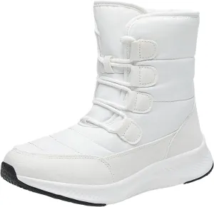 peqiut Womens Snow Boots Winter Snow Shoes Round Toe Solid Color Winter Ankle Boots Non Slip Outdoor Booties Comfort