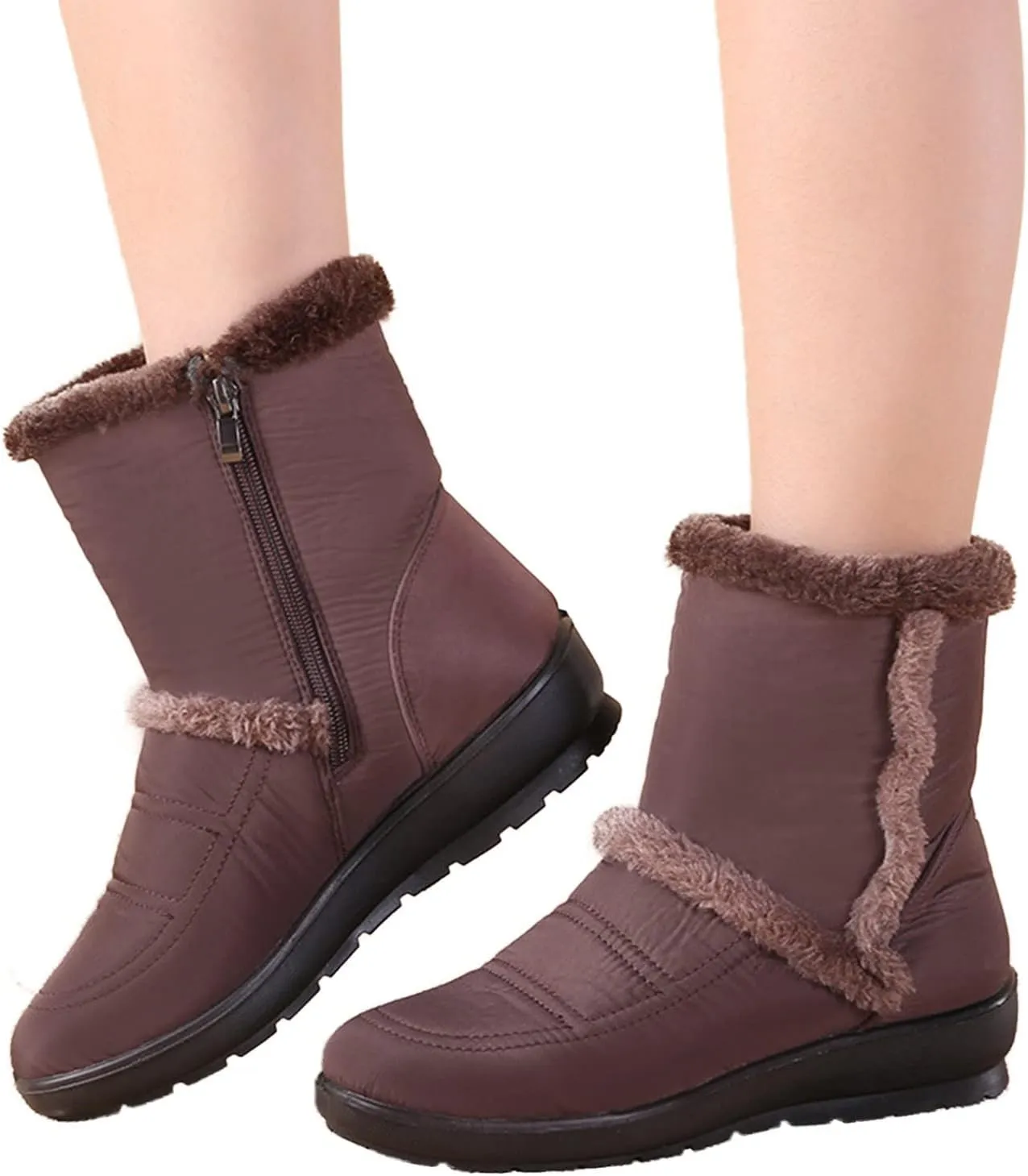 peqiut Womens Snow Boots Winter Snow Shoes Thickened Winter Ankle Boots Fashion Slip On Short Outdoor Booties Comfort
