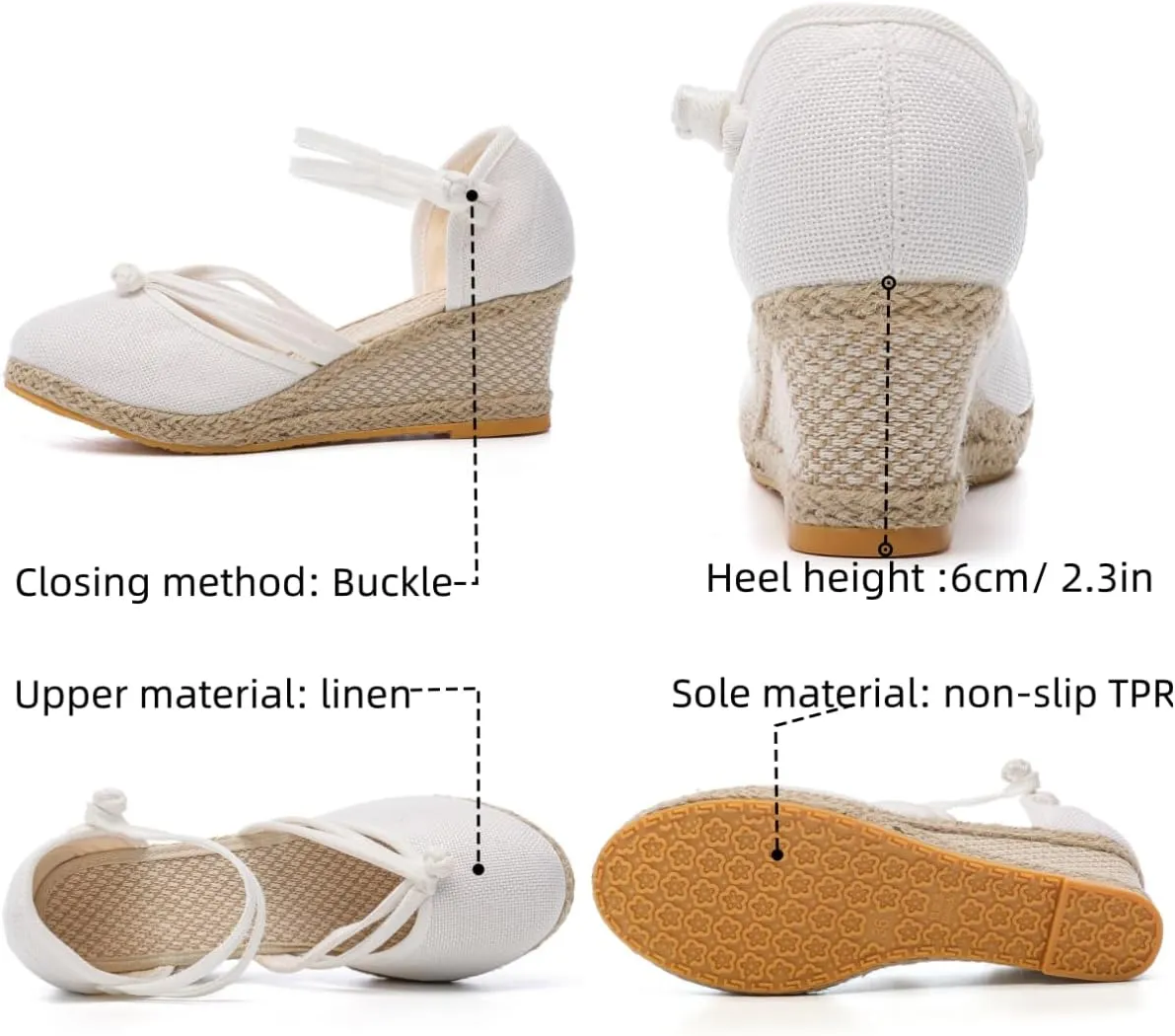 Platform Espadrilles for Women,Closed Toe Sandals Women Dressy,Women's Ankle Strap Closed Toe Espadrille Wedge Heels Sandals