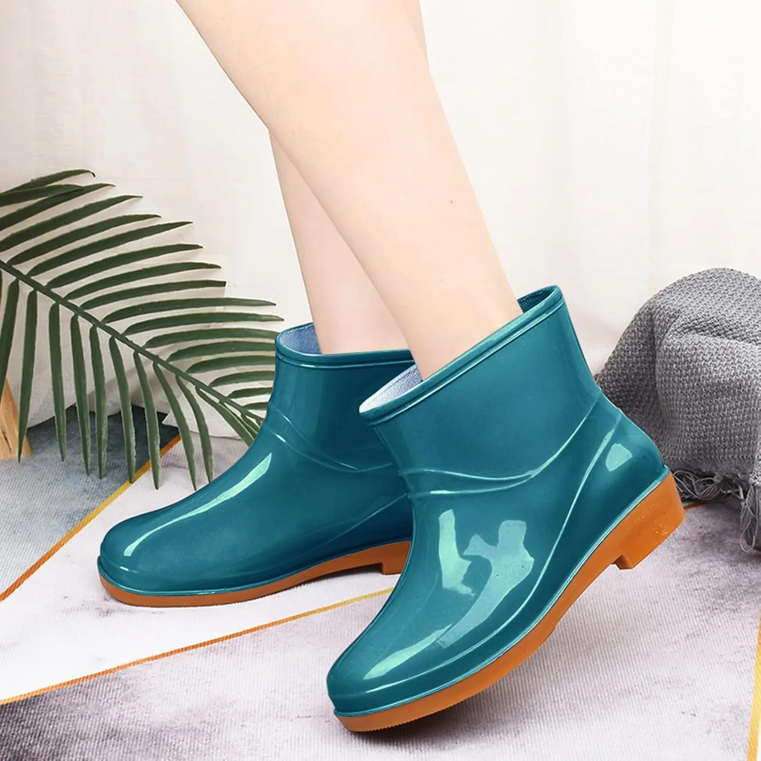 Rain Boots Women Women's Ankle Rain Boots Waterproof Garden Shoes Outdoor Anti-Slipping Work Boot Rain Shoes