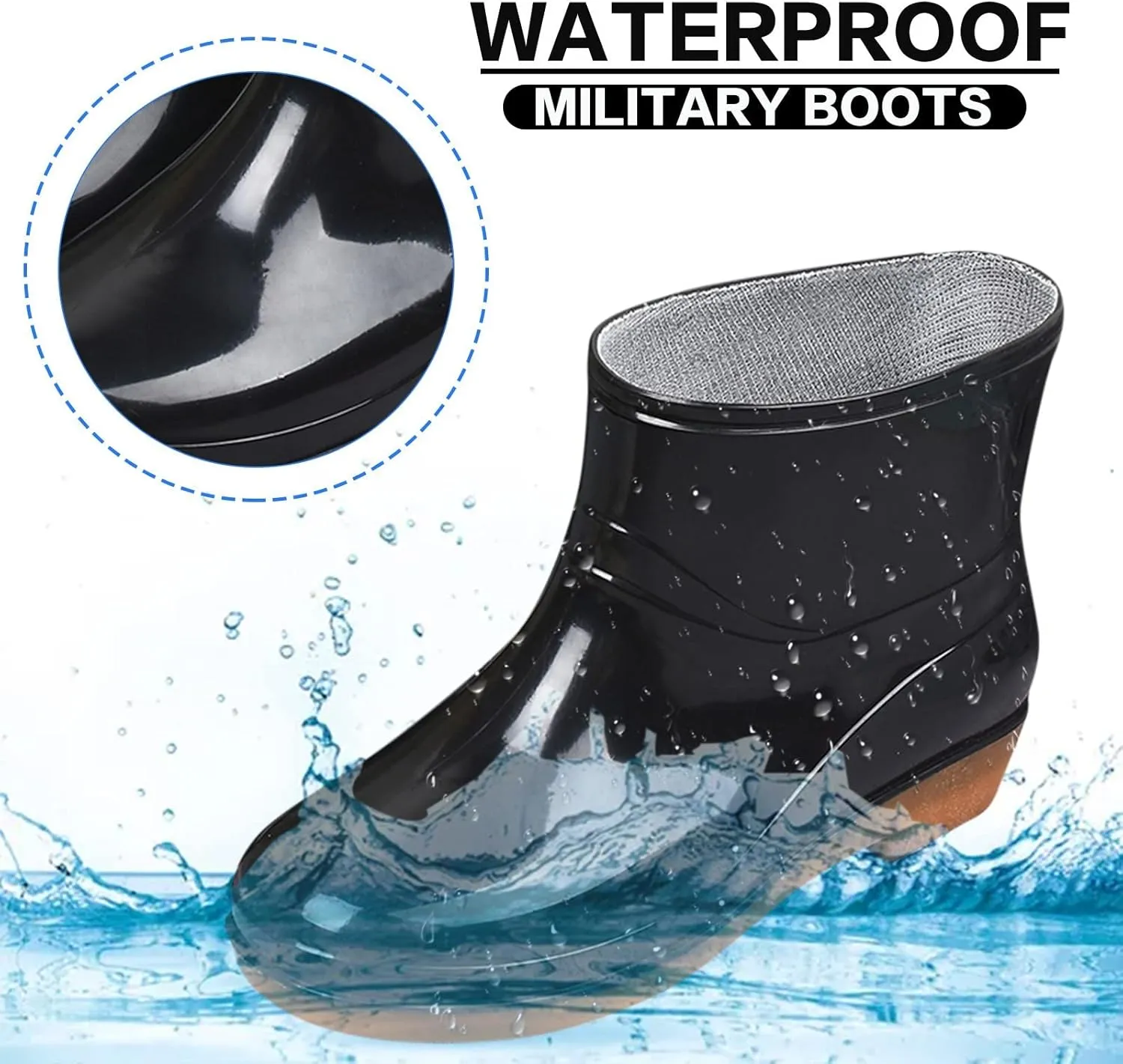 Rain Boots Women Women's Ankle Rain Boots Waterproof Garden Shoes Outdoor Anti-Slipping Work Boot Rain Shoes