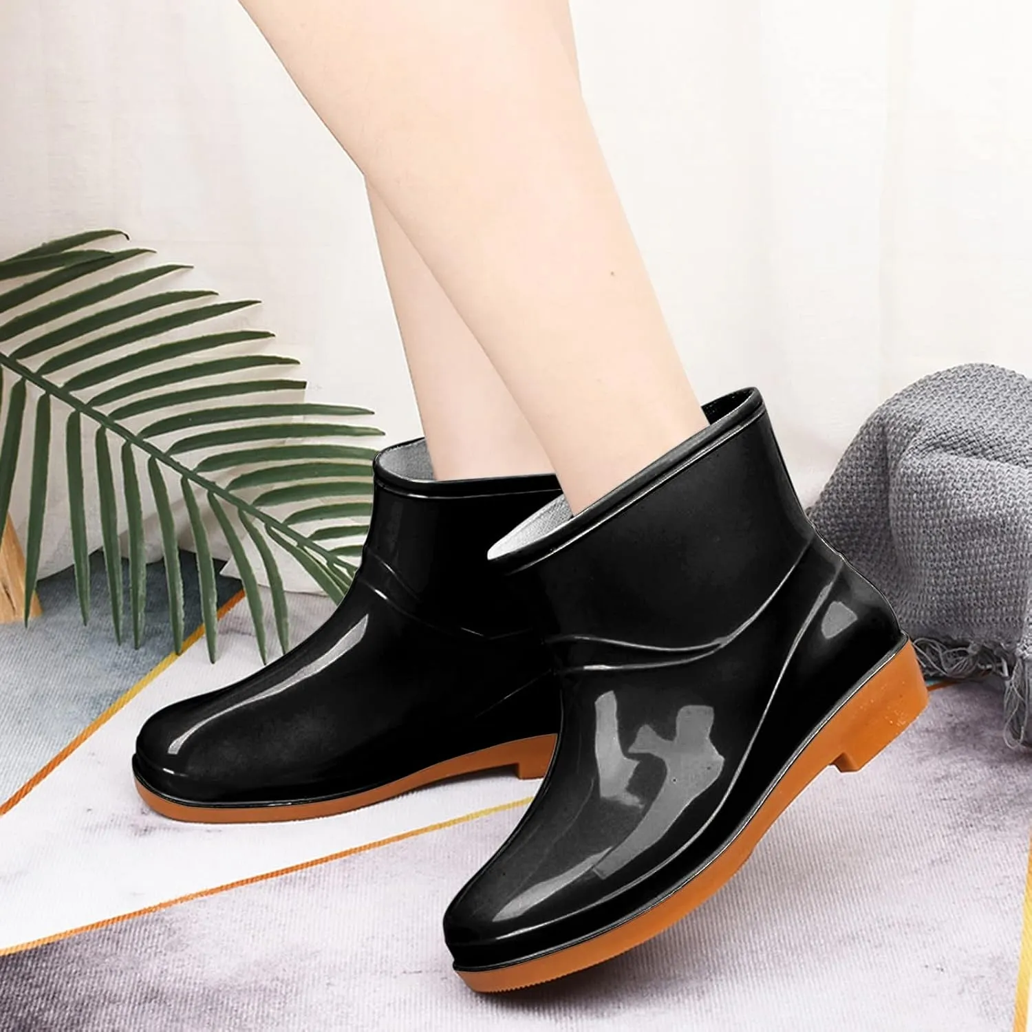 Rain Boots Women Women's Ankle Rain Boots Waterproof Garden Shoes Outdoor Anti-Slipping Work Boot Rain Shoes