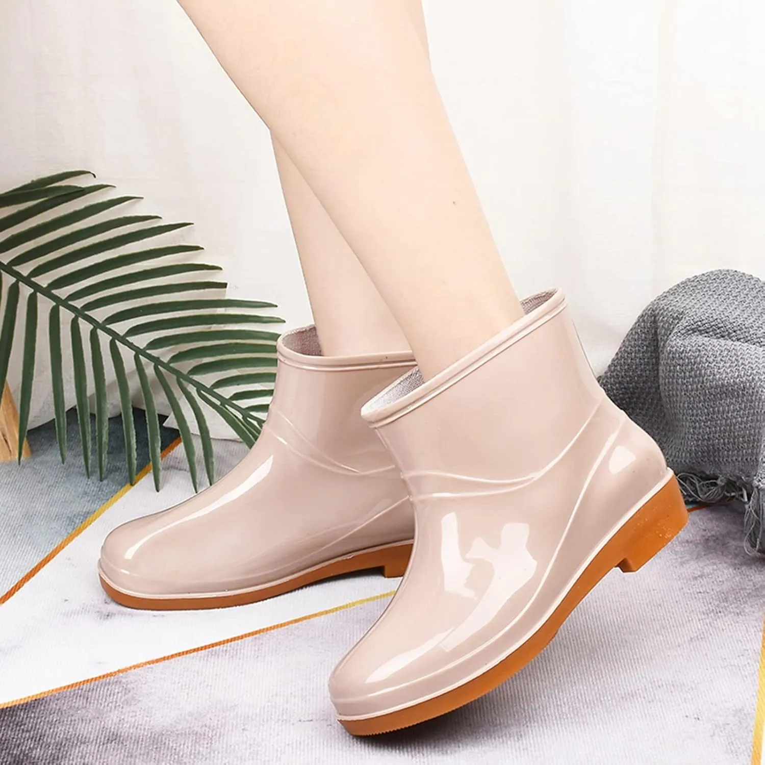 Rain Boots Women Women's Ankle Rain Boots Waterproof Garden Shoes Outdoor Anti-Slipping Work Boot Rain Shoes