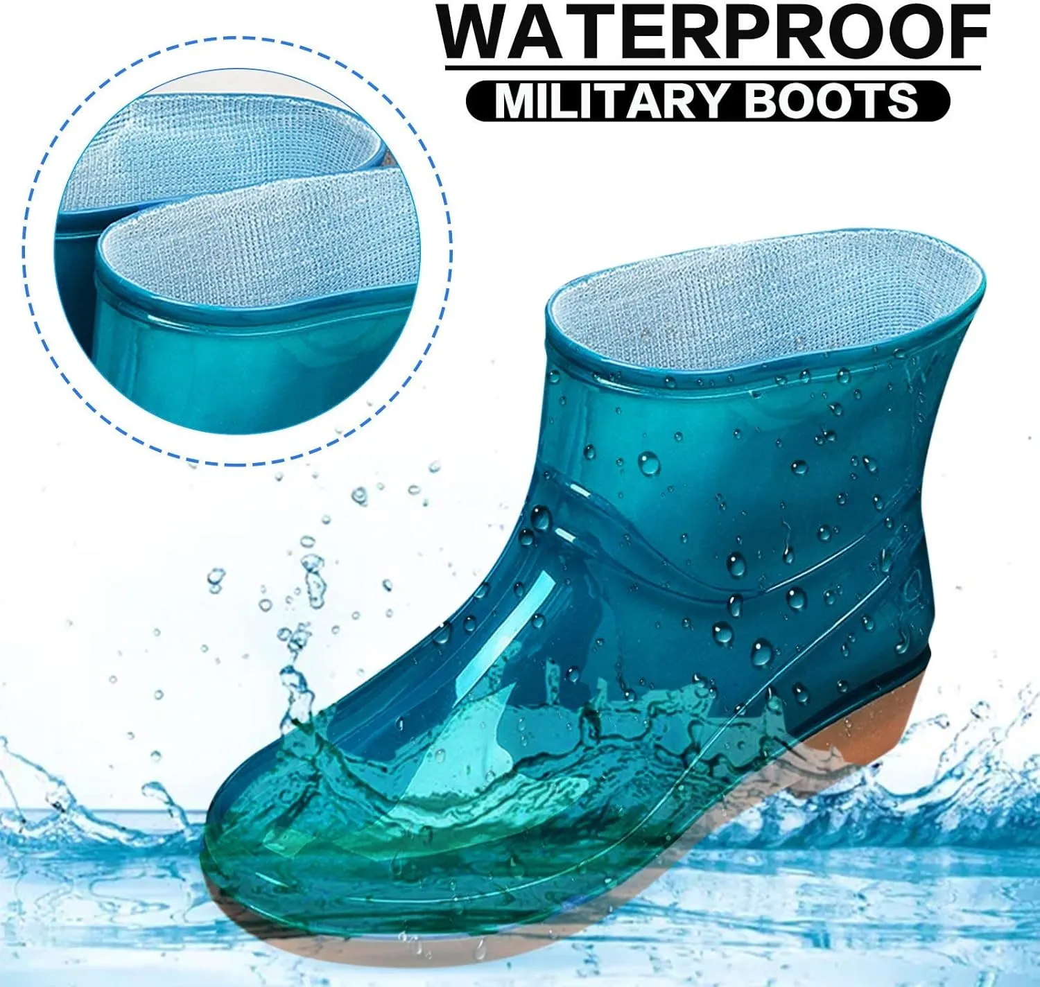 Rain Boots Women Women's Ankle Rain Boots Waterproof Garden Shoes Outdoor Anti-Slipping Work Boot Rain Shoes