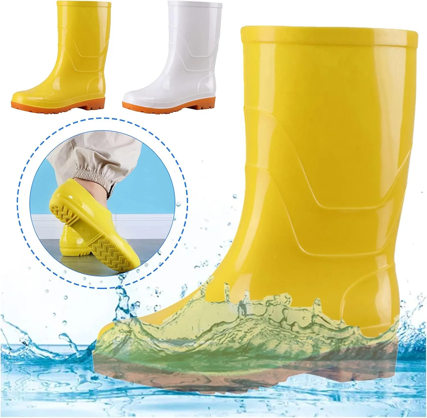 Rain Boots Women Women's Mid Calf Rain Boots Waterproof Garden Shose Short Rubber Boots for Hunting Gardening Farming