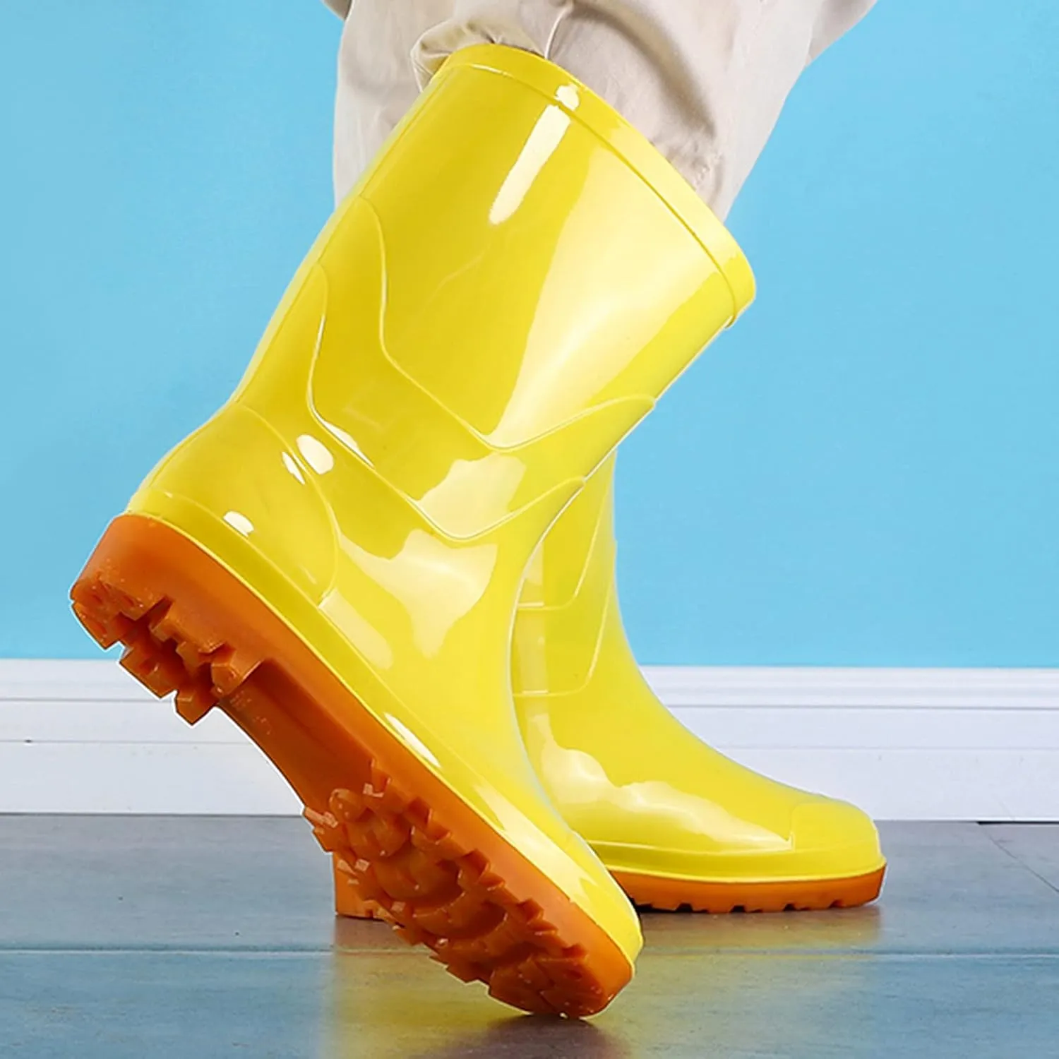 Rain Boots Women Women's Mid Calf Rain Boots Waterproof Garden Shose Short Rubber Boots for Hunting Gardening Farming