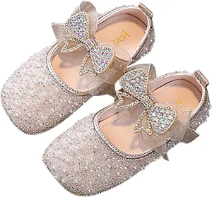 Sandals for Girls, 1-12 Years Girls Childrens Shoes Pearl Rhinestones Shining Kids Princess Shoes