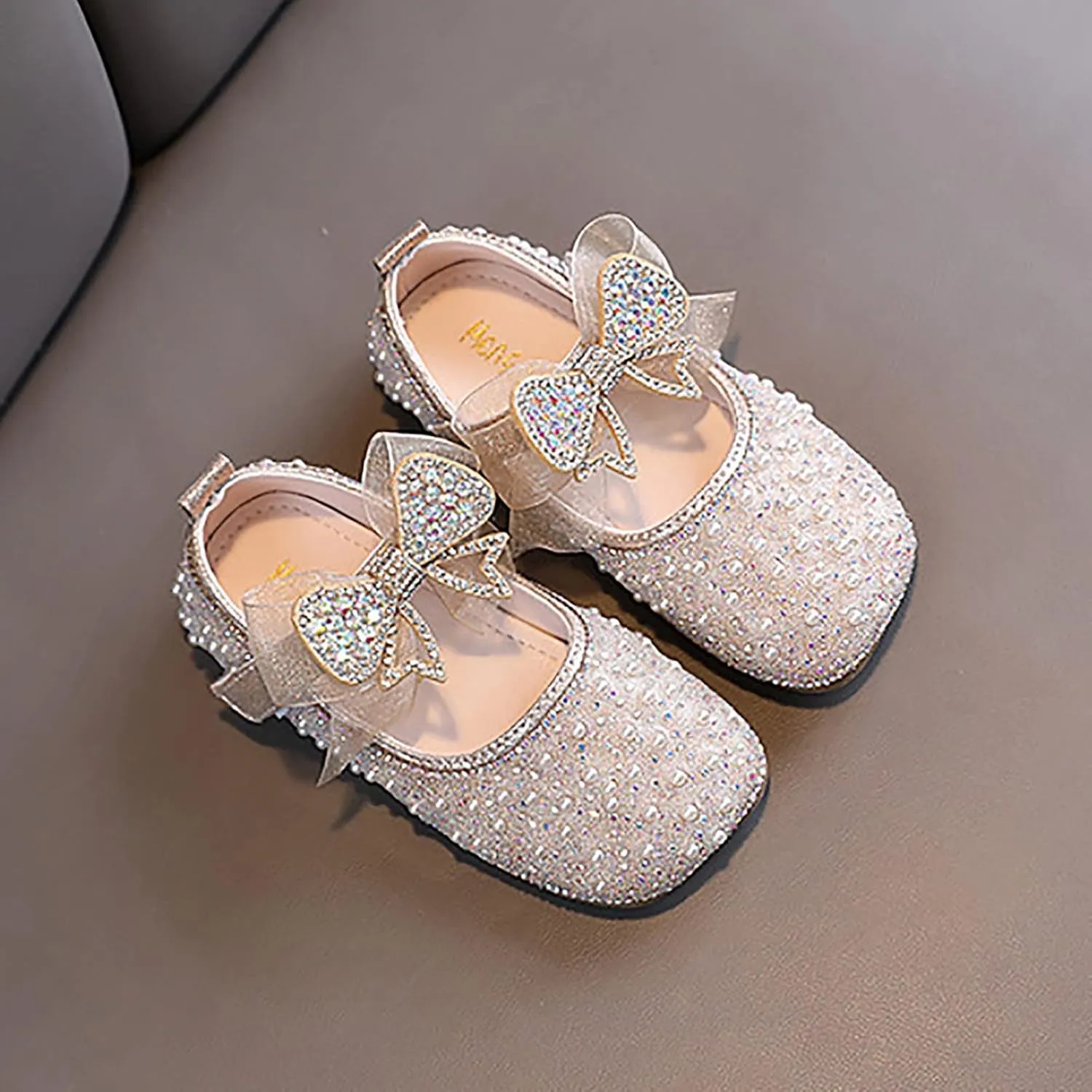 Sandals for Girls, 1-12 Years Girls Childrens Shoes Pearl Rhinestones Shining Kids Princess Shoes