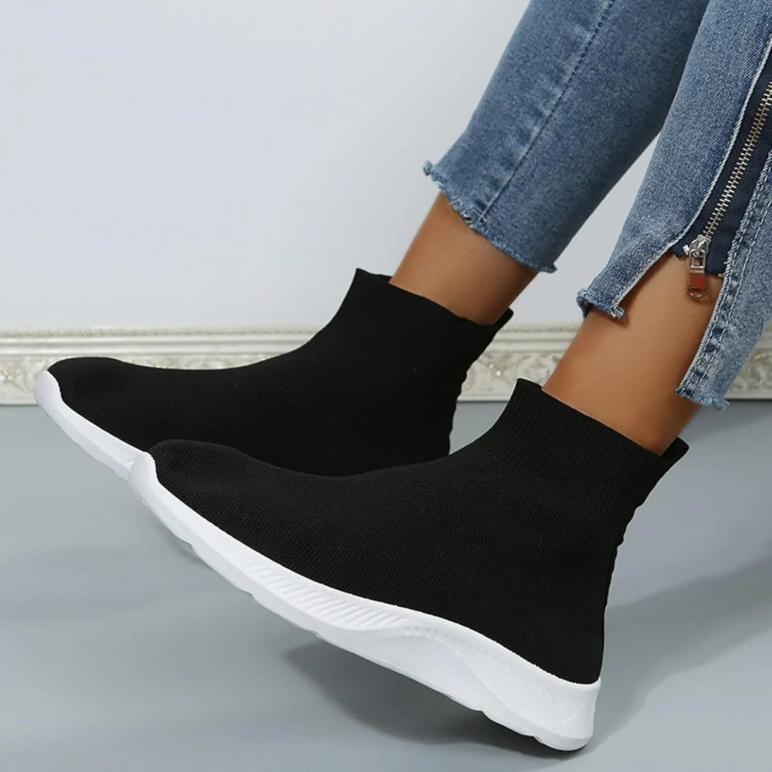 SBGMoSJ Sneakers for Women Wide Width 2023 Walking Sneakers for Women 2023 Wide Womens Black Athletic Shoes Size 8 Plantar Fasciitis Shoes Women Flats Women Walking Shoes 7.5 Wide