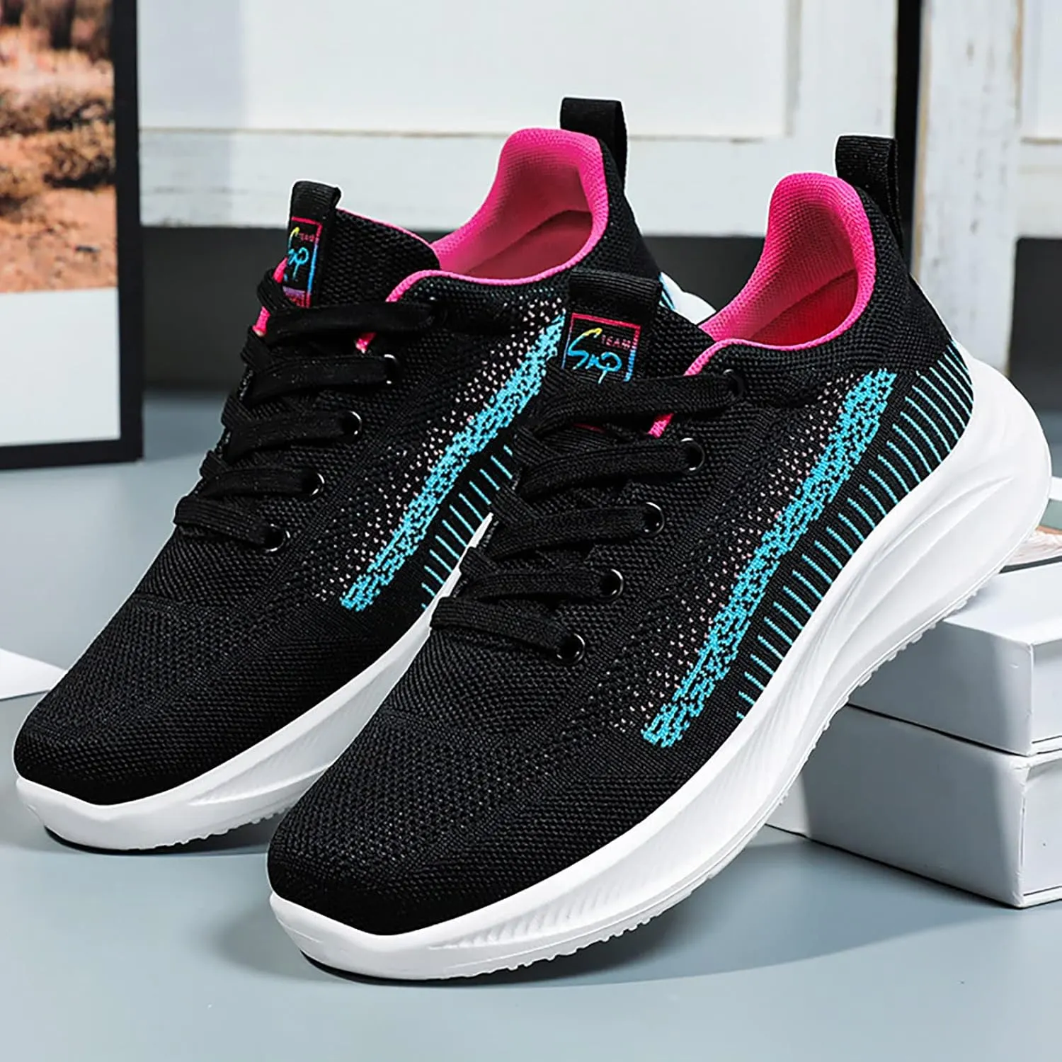 SBGMoSJ White Sneakers for Women Wide Toe Box Women's Slip On Tennis Shoes Size 8 Nurse Shoes for Women for Work Black Gym Shoes Women Comfy Open Toe Flats Shoes Women Dressy Cute