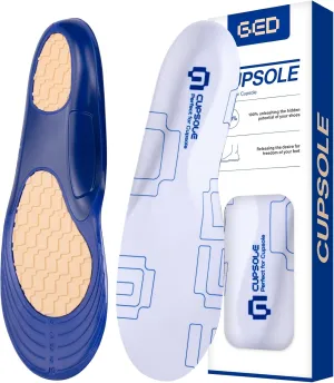 Skateboarding Shoe Insoles for Men, GED Sports Inserts for Skate Sneakers and Athletic Activity, Orthotic Insoles for Stability, Cushioning, Shock Absorbing, Arch Support, Protection （US 9-9.5）