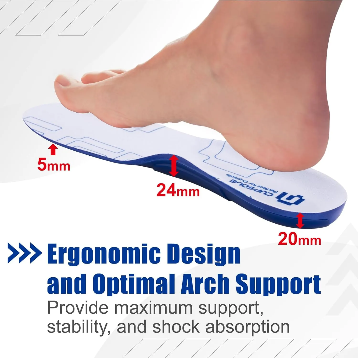 Skateboarding Shoe Insoles for Men, GED Sports Inserts for Skate Sneakers and Athletic Activity, Orthotic Insoles for Stability, Cushioning, Shock Absorbing, Arch Support, Protection （US 9-9.5）