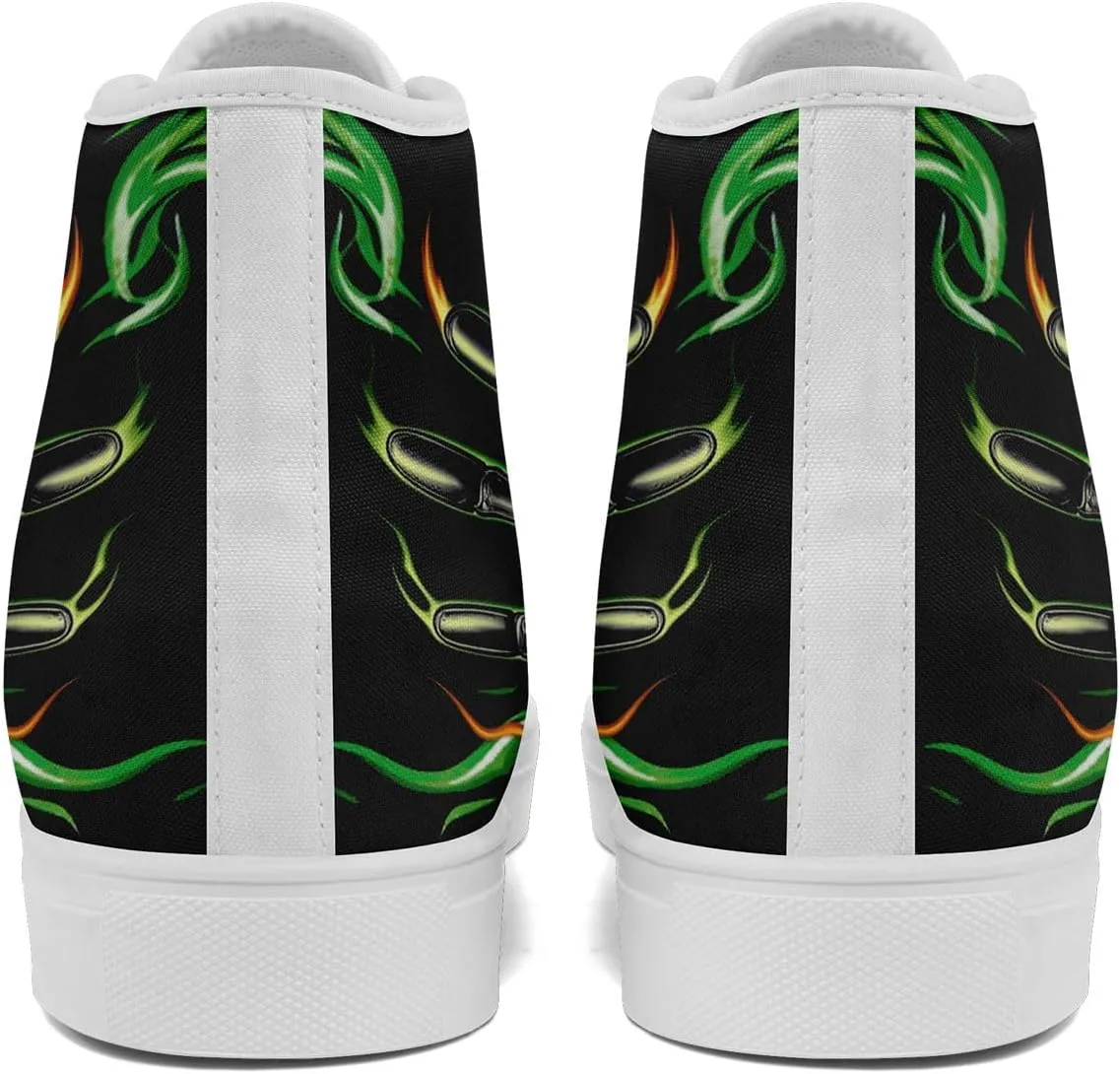 Skull Canvas Shoes High Tops Sneaker Lace Up Casual Walking Shoes Fashion Tennis Shoes
