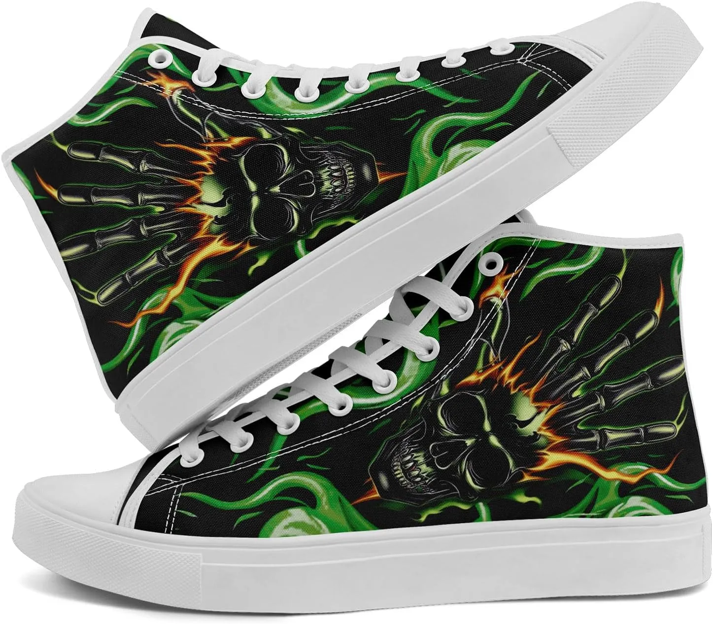Skull Canvas Shoes High Tops Sneaker Lace Up Casual Walking Shoes Fashion Tennis Shoes